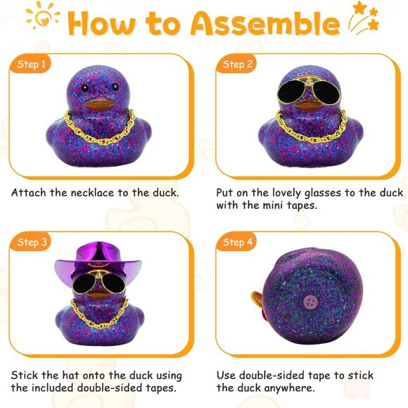 Laser Blue Cowboy Rubber Duck Car Dashboard Decoration, With DIY Accessories - Picture 3 of 7